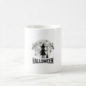 ハロウィン 魔女 月 ヴィンテージ 彫刻 デザイン_1 コーヒーマグカップ (中央)