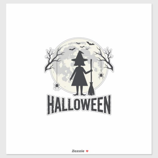 ハロウィン 魔女 月 ヴィンテージ 彫刻 デザイン_1 シール (シート)