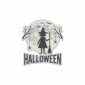 ハロウィン 魔女 月 ヴィンテージ 彫刻 デザイン_1 シール (正面)