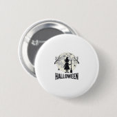 ハロウィン 魔女 月 ヴィンテージ 彫刻 デザイン_1 缶バッジ (正面&裏面)