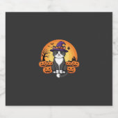 ハロウィン 魔女 猫 かぼちゃ 月 デザイン_1 スパークリングワインラベル (シングルラベル)