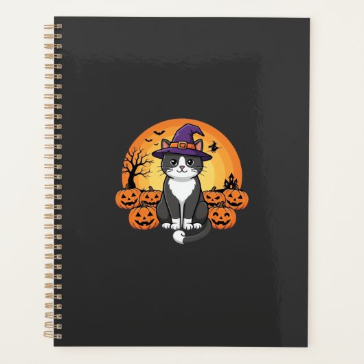 ハロウィン 魔女 猫 かぼちゃ 月 デザイン_1 プランナー手帳 (正面)