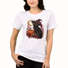ハロウィン 魔女 猫 & パンプキン ビューティー Tシャツ