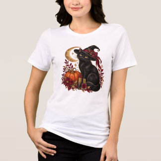 ハロウィン 魔女 猫 & パンプキン ビューティー Tシャツ