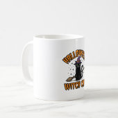 ハロウィン 魔女 猫 ビンテージ 彫刻 デザイン_1 コーヒーマグカップ (正面左)