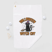 ハロウィン 魔女 猫 ビンテージ 彫刻 デザイン_1 ゴルフタオル (インサイチュ)