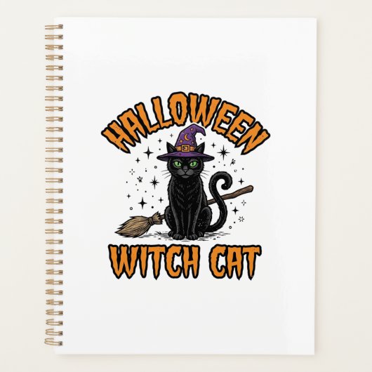 ハロウィン 魔女 猫 ビンテージ 彫刻 デザイン_1 プランナー手帳 (正面)