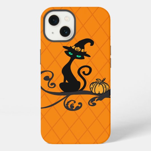 ハロウィン 魔女 猫 iPhoneケース (裏面)