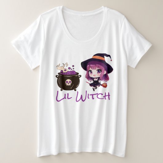 ハロウィン/魔女/秋/10月 プラスサイズTシャツ (デザイン正面)