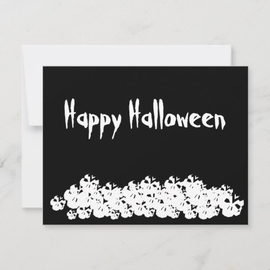 ハロウィン 黒と白のスケルトン 楽しいカード (正面)