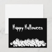 ハロウィン 黒と白のスケルトン 楽しいカード (正面/裏面)