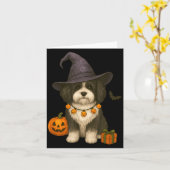 ハロウィン 黒と白のハバネーゼ カード (黄色い花)