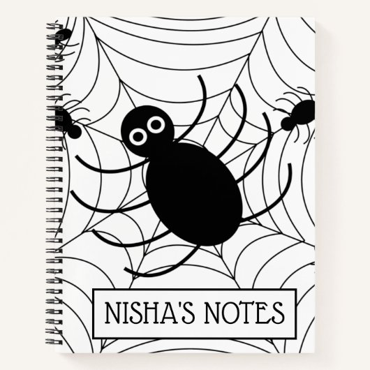 ハロウィン+黒クモの巣+ホラー ノートブック (正面)