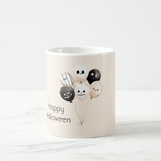 ハロウィン 黒クリーム風バルーン コーヒーマグカップ (中央)