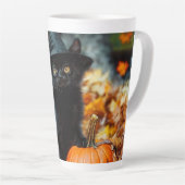ハロウィン 黒猫とかぼちゃ カフェラテマグ (右アングル)