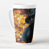 ハロウィン 黒猫とかぼちゃ カフェラテマグ (左アングル)