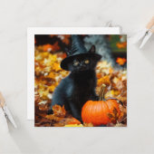 ハロウィン 黒猫とかぼちゃ カード (正面/裏面インサイチュ)