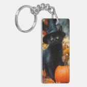 ハロウィン 黒猫とかぼちゃ キーホルダー (正面左)