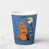 ハロウィン 黒猫とかぼちゃ 紙コップ (正面)