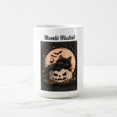 ハロウィン 黒猫とカボチャの月夜  コーヒーマグカップ (中央)