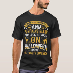 ハロウィン 黒猫とカボチャ セキュリティガード D Tシャツ