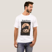 ハロウィン 黒猫とカボチャ 月夜 グラフィック Tシャツ (正面フル)