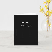 ハロウィン 黒猫とコウモリ かわいいキティ カートゥーン カード (黄色い花)