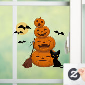 ハロウィン 黒猫とパンプキンスタック ウィンドウサイン (ホーム)
