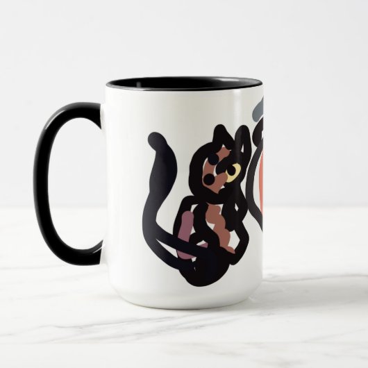 ハロウィン 黒猫とワタリガラス マグカップ (左)