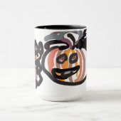 ハロウィン 黒猫とワタリガラス マグカップ (中央)