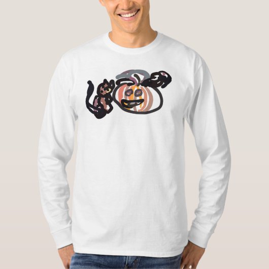 ハロウィン 黒猫とワタリガラス Tシャツ (正面)