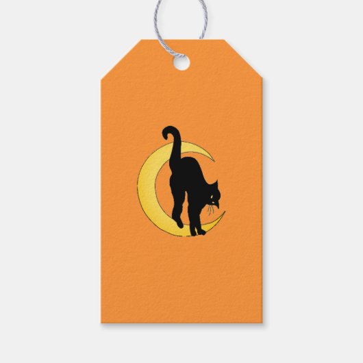 ハロウィン 黒猫と三日月のギフトタグ ギフトタグ (正面)