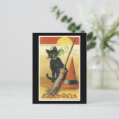 ハロウィン 黒猫と満月 ポストカード (スタンド正面)