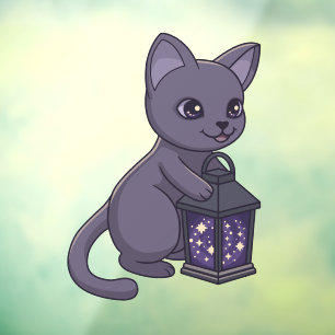 ハロウィン 黒猫と魔法のランタン ウィンドウサイン