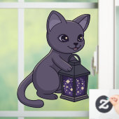 ハロウィン 黒猫と魔法のランタン ウィンドウサイン (ホーム)