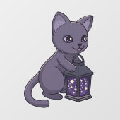 ハロウィン 黒猫と魔法のランタン ウィンドウサイン (シート)