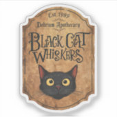 ハロウィン 黒猫のヒゲ 魔女のポーションボトル シール (正面)