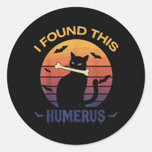 ハロウィン 黒猫の上腕骨Tシャツを見つけたよ ラウンドシール
