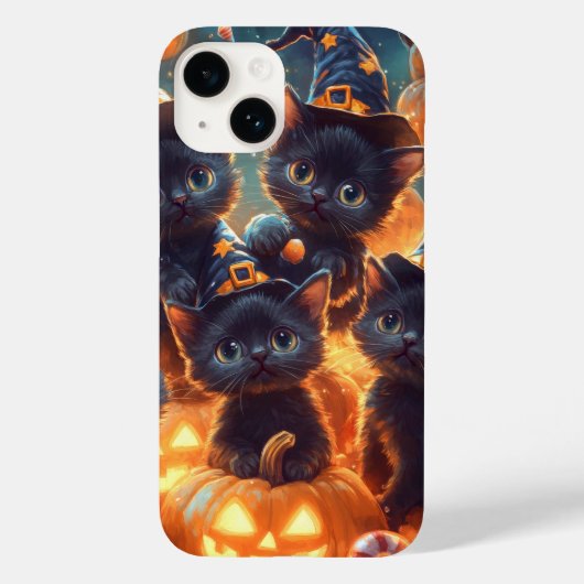 ハロウィン 黒猫の子猫たち Case-Mate iPhoneケース (裏面)