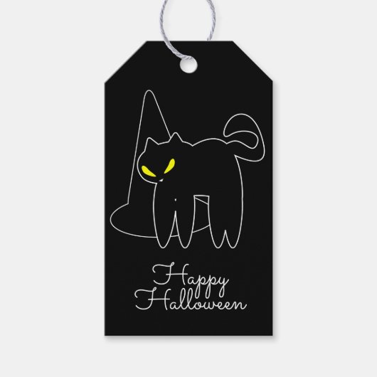 ハロウィン 黒猫の帽子 お菓子をくれなきゃイタズラ ギフトタグ (正面)