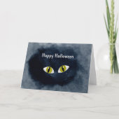ハロウィン 黒猫の目 水彩画 カード (正面)