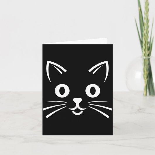 ハロウィン 黒猫の顔 カード (正面)