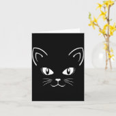ハロウィン 黒猫の顔 _ 猫好き カード (黄色い花)