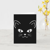 ハロウィン 黒猫の顔 _ 猫好き カード (黄色い花)