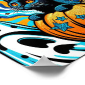 ハロウィン：黒猫不気味のカボチャ ポスター (角)