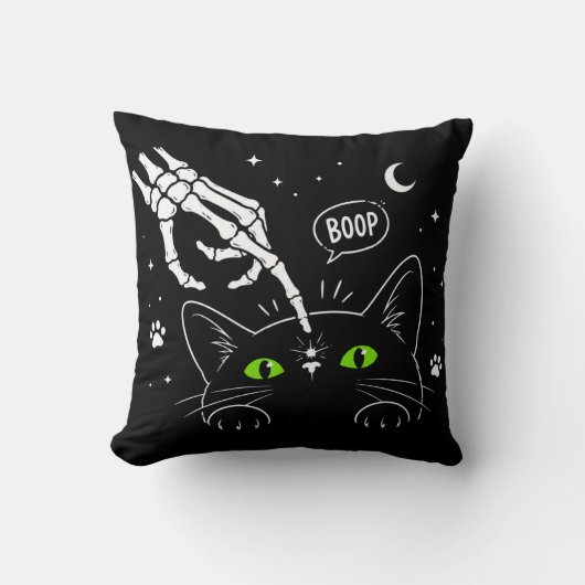 ハロウィン 黒猫好きな人へのギフト ふわふわの猫のほっぺた クッション (正面)