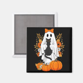 ハロウィン 黒猫 おばけ かぼちゃ かわいい 秋 マグネット (正面/裏面)