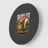 ハロウィン 黒猫 お化け屋敷 月 デザイン ラージ壁時計 (傾斜)