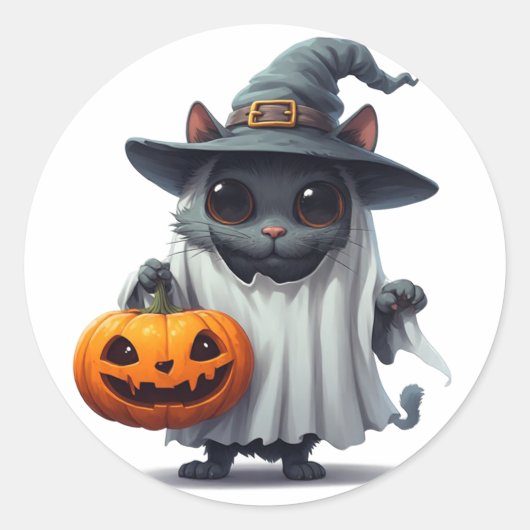 ハロウィン 黒猫 かぼちゃ アクセント 👻 ラウンドシール (正面)