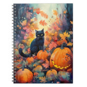 ハロウィン 黒猫 かぼちゃ スケアリー ノートブック (正面)